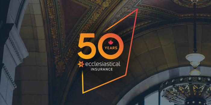 Ecclesiastical's 50th anniversary emblem